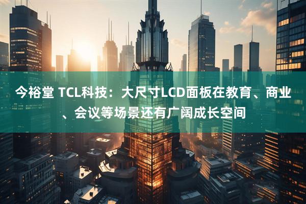 今裕堂 TCL科技：大尺寸LCD面板在教育、商业、会议等场景还有广阔成长空间