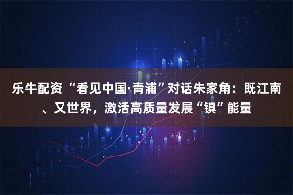 乐牛配资 “看见中国·青浦”对话朱家角：既江南、又世界，激活高质量发展“镇”能量